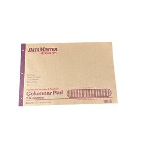 Columnar Pad 13 Columns 50 Pgs 11x16 Green Tint Paper 3 Hole Punched Accounting